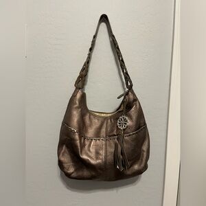 Brighton Bronze metallic Leather hobo Shoulder Bag
